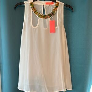 Lulumari White Embellished Sleeveless Top